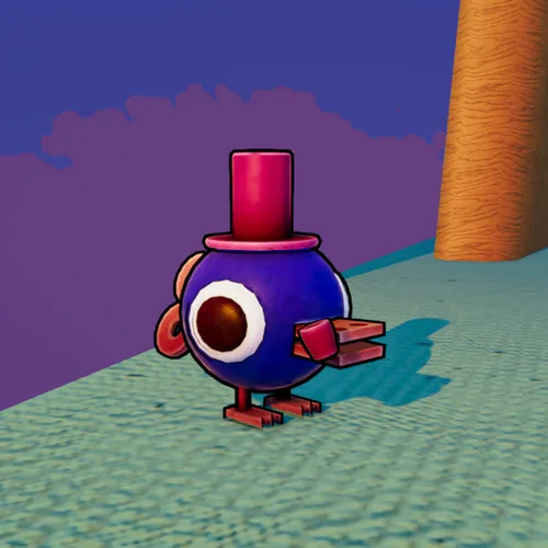 Sir Duck, a purple wind-up toy in a top hat